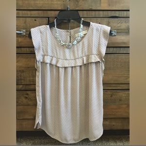 Loft blush ruffle blouse NWOT